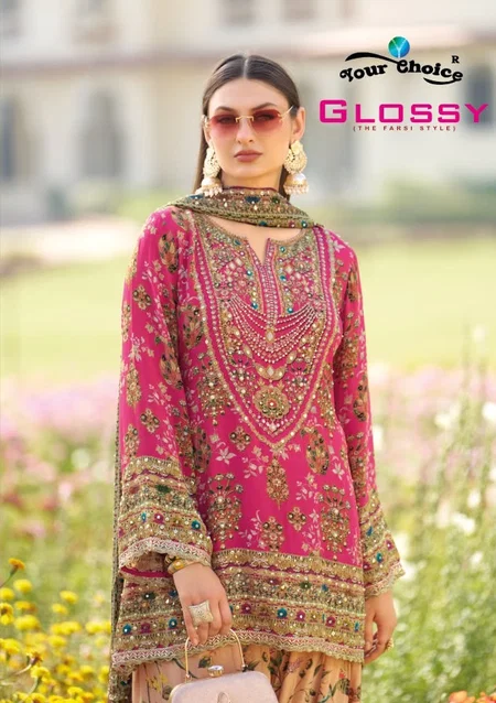 Glossy By Your Choice Heavy Chinon Printed Readymade Suits
